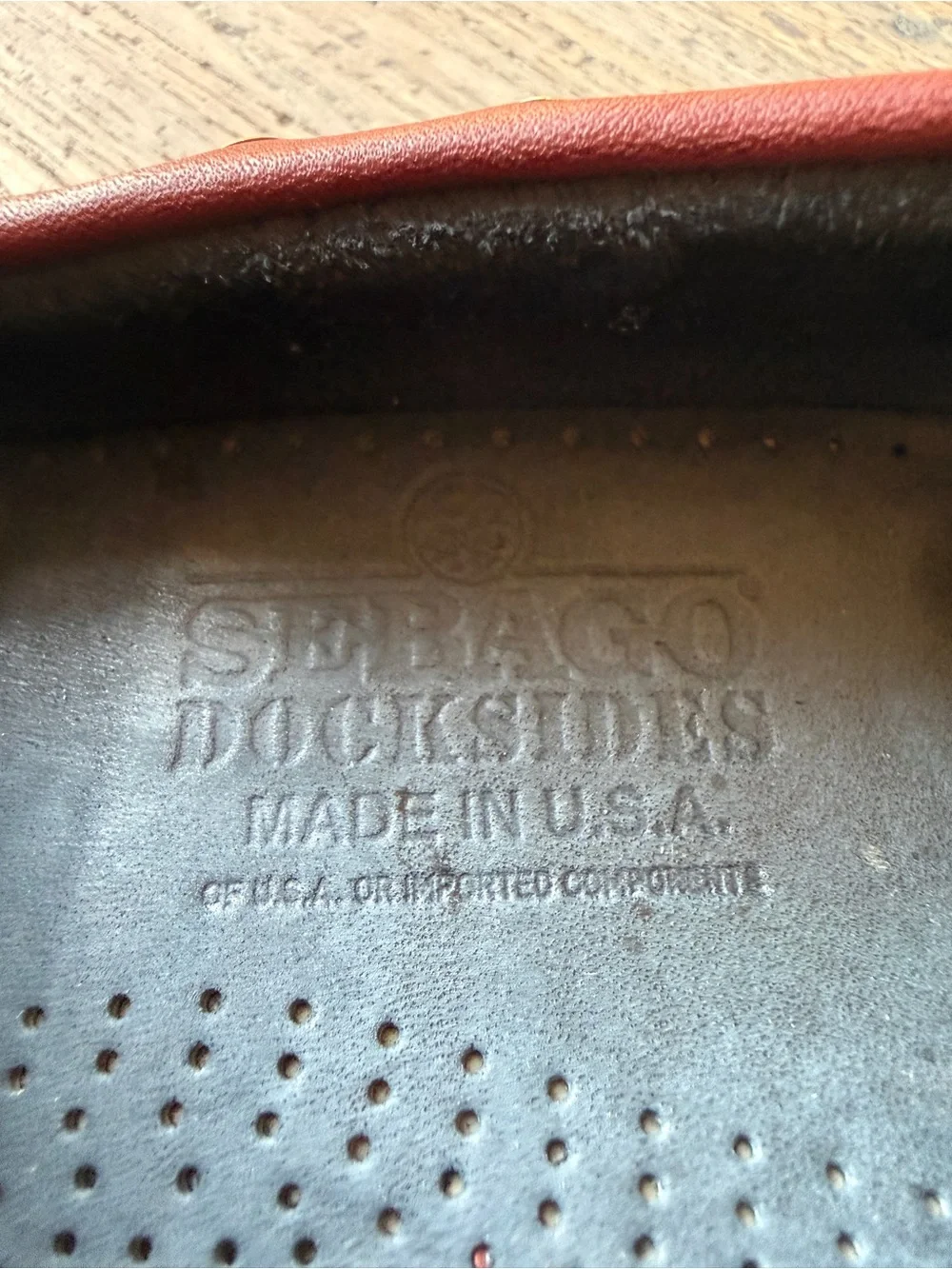 Sebago Docksides Boat Shoes womens 8.5 M Navy Burgundy Leather Made in USA